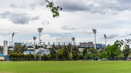 Téléchargez les photos : Melbourne, Victoria / Australie - 11 / 06 / 2019 Le Melbourne Cricket Ground, aussi connu simplement sous le nom de "The G", est un stade sportif australien situé à Yarra Park, Melbourne, Victoria. - en image libre de droit