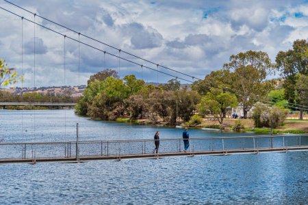 Photo for Northam, WA - Australia 11-15-2020 Stretching across the Avon River in Northam, the Suspension Bridge is one of the longest pedestrian bridges in Australia. - Royalty Free Image