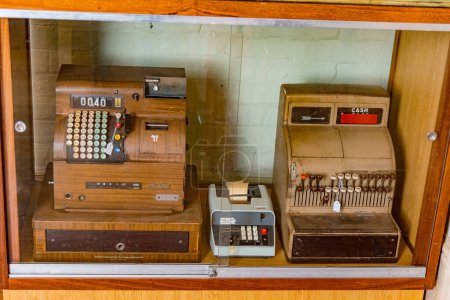 Photo for Northam, WA - Australia 11-15-2020 Cash registers on display at the Northam Railway Station Museum - Royalty Free Image