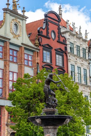 Photo for Statue of Neptune at Dluga Targ the Main street in Gdansk Poland - Royalty Free Image