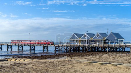 Photo for Busselton, WA - Australia 07-26-2022. Busselton Jetty is the longest timber-piled jetty in the southern hemisphere at 1,841 metres long. - Royalty Free Image