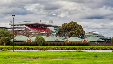 Foto de El hipódromo de Flemington es un importante lugar de carreras de caballos ubicado en Melbourne, Victoria, Australia.. - Imagen libre de derechos