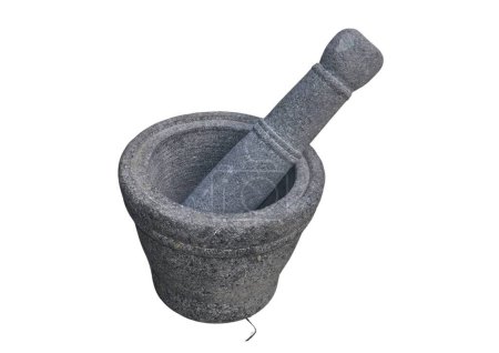 Photo for Traditional Indonesian mortar and pestle, pestle and pestle, manual spice grinder, used to make Indonesian spice mixtures. - Royalty Free Image