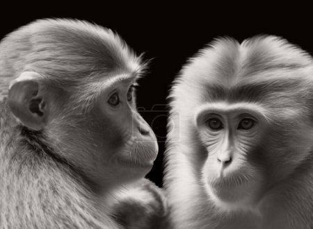 Photo for Two Cute Brother Monkey Closeup Face - Royalty Free Image