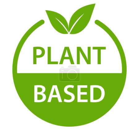 Ilustración de Planta basada en el icono del vector de comida saludable símbolo vegano insignia, signo vegetariano para el diseño gráfico, logotipo, sitio web, medios de comunicación social, aplicación móvil, ui - Imagen libre de derechos