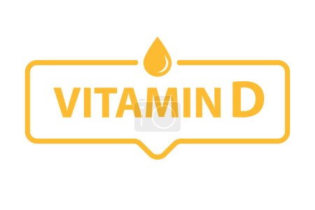 Illustration for Vitamin D text with speech bubble banner icon vector beauty, pharmacy, nutrition skin care concept for graphic design, logo, web site, social media, mobile app, ui illustration - Royalty Free Image