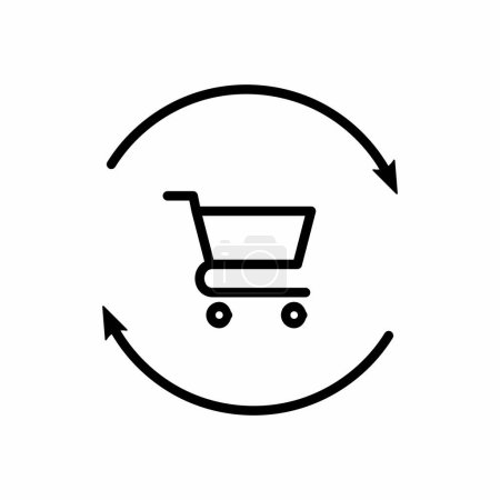 Illustration for Repeat Buying, Shopping Cart Reload Icon Outline Vector Illustration - Royalty Free Image