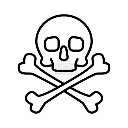 Téléchargez les illustrations : Illustration vectorielle d'icône de contour de crâne et d'os croisés - en licence libre de droit