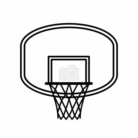 Téléchargez les illustrations : Illustration vectorielle d'icône de contour d'anneau de panneau arrière de panier de basket-ball - en licence libre de droit