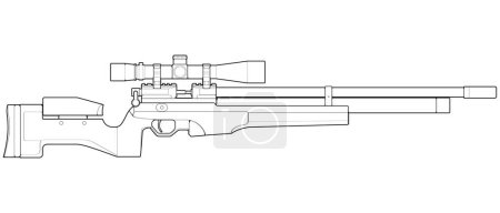 Firearms line art style, Shooting gun, Weapon illustration, Vector Line, Gun illustration