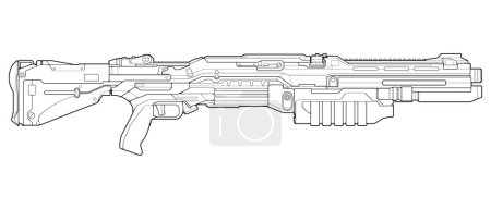 Firearms line art style, Shooting gun, Weapon illustration, Vector Line, Gun illustration
