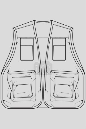 Illustration for Chest vest bag outline drawing vector, chest vest bag in a sketch style, trainers template outline, vector Illustration. - Royalty Free Image
