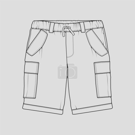 Ilustración de Pantalones cortos contorno dibujo vector, pantalones cortos en un estilo de boceto, entrenador plantilla contorno, vector ilustración. - Imagen libre de derechos