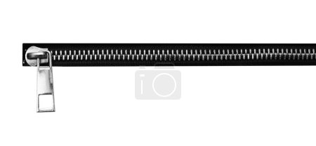 Photo for Blck metal zip fastener isolated on white background - Royalty Free Image