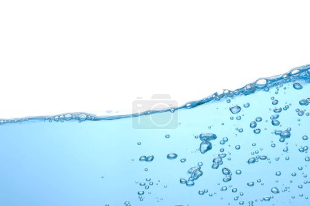 Foto de Superficie del agua y burbujas submarinas fondo blanco. Vista de primer plano. - Imagen libre de derechos