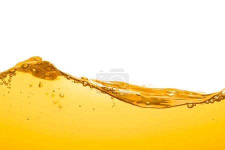 orange juice is isolated on white background. healthy fresh drink and natural waves. Abstract. close up view.