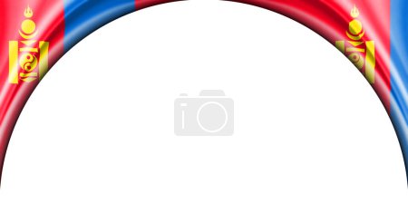 Foto de Bandera de Mongolia. Ilustración 3D con espacio de fondo blanco para texto o imagen. Espacio semicircular. - Imagen libre de derechos