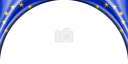Photo for EU flag. 3D illustration with white background space for text or image. Semi-circular space. - Royalty Free Image