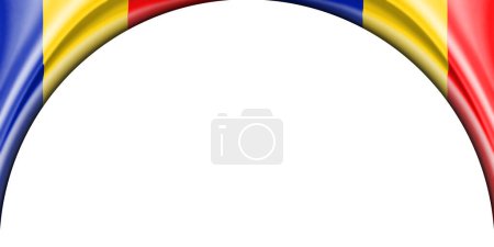 Photo for Abstract illustration. Romania flag 2 side. white background space for text or images. Semi-circular space. - Royalty Free Image