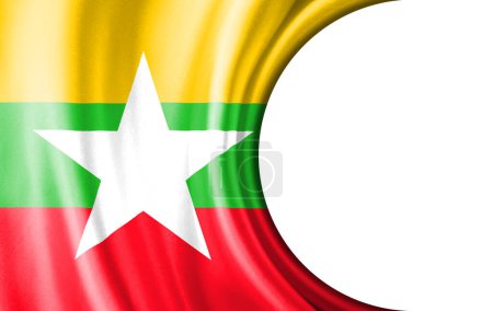 Foto de Ilustración abstracta, bandera de Myanmar con área semicircular Fondo blanco para texto o imágenes. - Imagen libre de derechos