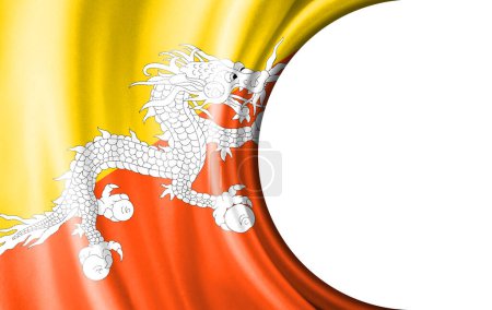 Photo for Abstract illustration, Bhutan flag with a semi-circular area White background for text or images. - Royalty Free Image