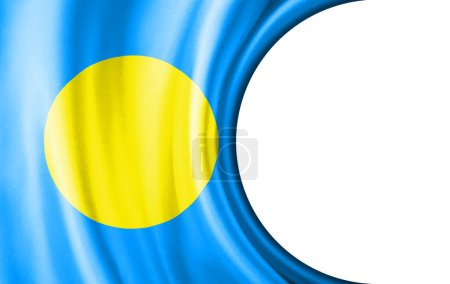 Abstract illustration, Palau flag with a semi-circular area White background for text or images.