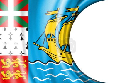 Abstrakte Illustration, Flagge von Saint Pierre und Miquelon mit halbrunder Fläche Weißer Hintergrund für Text oder Bilder.