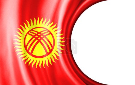 Abstrakte Illustration, kirgisische Flagge mit halbrunder Fläche Weißer Hintergrund für Text oder Bilder.