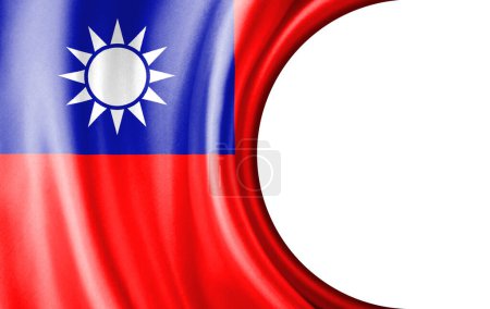 Abstract illustration, Taiwan flag with a semi-circular area White background for text or images.