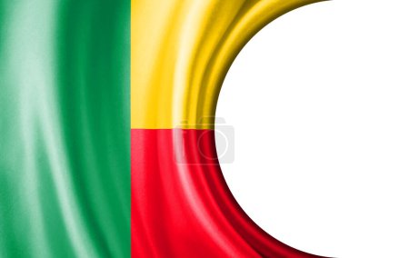 Abstrakte Illustration, Benin-Flagge mit halbrunder Fläche Weißer Hintergrund für Text oder Bilder.