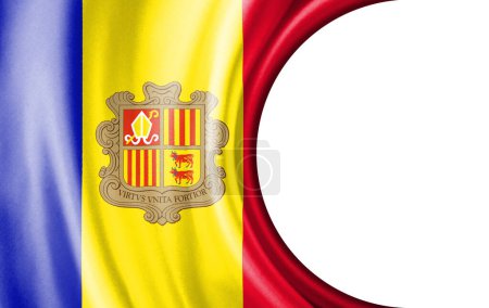 Ilustración abstracta, Bandera de Andorra con área semicircular Fondo blanco para texto o imágenes.