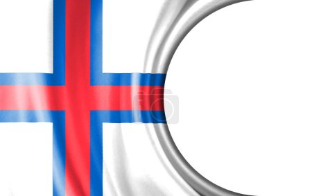 Abstrakte Illustration, Flagge der Färöer mit halbrunder Fläche Weißer Hintergrund für Text oder Bilder.