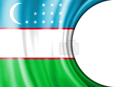 Photo for Abstract illustration, Uzbekistan flag with a semi-circular area White background for text or images. - Royalty Free Image