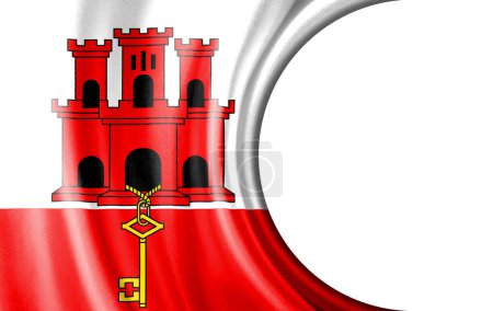 Ilustración abstracta, bandera de Gibraltar con área semicircular Fondo blanco para texto o imágenes.