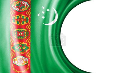 Abstrakte Illustration, Turkmenistans Flagge mit halbrunder Fläche Weißer Hintergrund für Text oder Bilder.