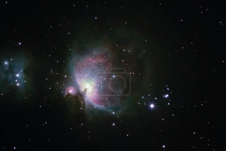 The Orion Nebula also known as Messier 42 is a diffuse nebula situated in the Milky Way, being south of Orions Belt in the constellation of Orion