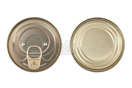 Top and bottom closed tin can isolated on white  