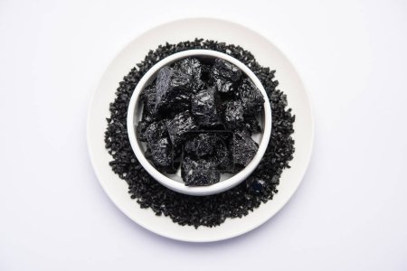 Photo for Shilajit is an ayurvedic medicine found primarily in the rocks of the Himalayas. selective focus - Royalty Free Image
