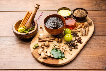 Photo for Chyavanprash or chyawanprash is widely consumed in India as a dietary ayurvedic supplement - Royalty Free Image