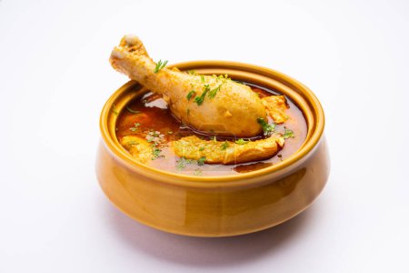 Photo for Red Chicken Curry or murgh Masala or korma with prominent Leg Piece - Royalty Free Image