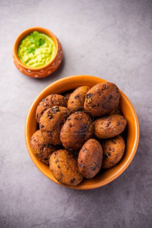 Photo for Millet Vada or cutlet is a variation of regular vada made with combination of urad dal and millets - Royalty Free Image