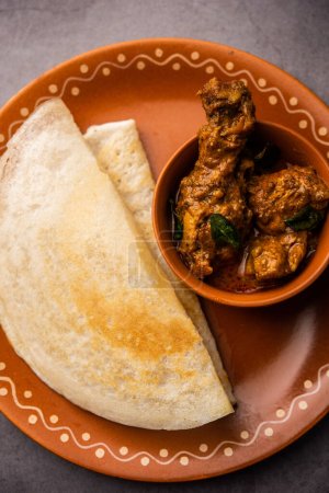 Photo for Chicken curry dosa is a south indian non vegetarian recipe - Royalty Free Image