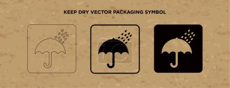 Keep Dry vector packaging symbol on vector cardboard background. Handling mark on craft paper background