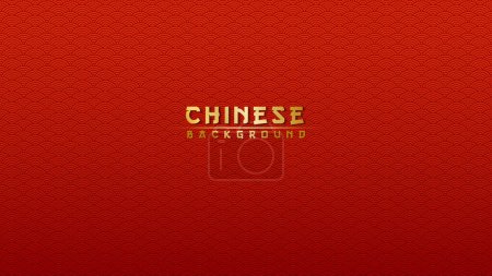 D'origine chinoise. Fond rouge avec un motif typiquement chinois vague et mer