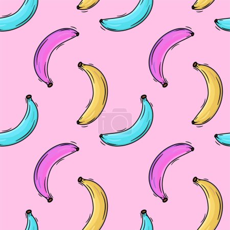 Photo for Banana seamless pattern. Summer bright colorful ornament. Pink background. Vector design. - Royalty Free Image