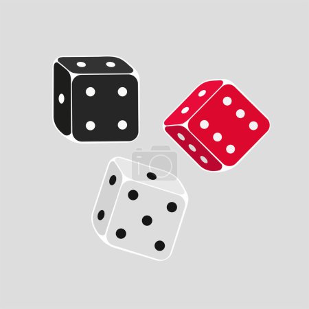 Foto de Dados negros, rojos y blancos para juegos de casino y otros juegos de entretenimiento. Diseño vectorial. - Imagen libre de derechos