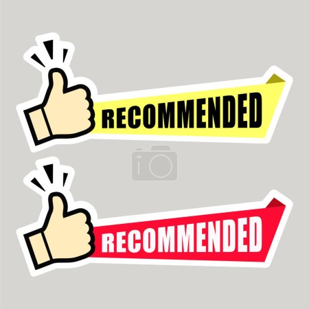 Illustration for Recommended sign. Yellow and red labels. Vector design. - Royalty Free Image