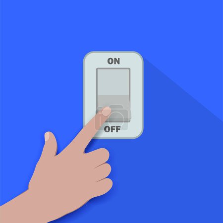 Photo for Hand turning off the light. Electric control concept. Vector design. - Royalty Free Image