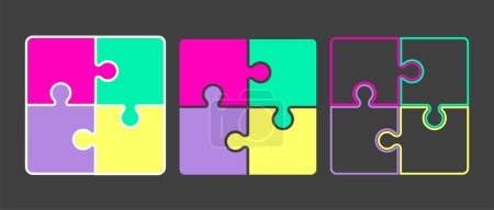 Foto de Puzzle de 4 piezas. Forma cuadrada. Llena y acaricia. Diseño vectorial. - Imagen libre de derechos