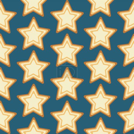 Foto de Cookie estrellas patrón sin costuras sobre fondo azul. Diseño vectorial. - Imagen libre de derechos